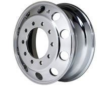 ALCOA BRAND Alloy wheel super single with dura bright mirror polished outside only 22.5" x 12.25" x 285.75mm PCD 10 stud 26.75" hole to suit Kenworth and other applications. Part No.824621DB (alt JW 1175285SS26P OE 22.5" x 11.75")