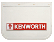 KENWORTH Mudflap white PVC with red "KENWORTH" name and plain border 61cm x 15cm