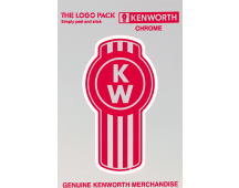 GENUINE KENWORTH MERCHANDISE "BUG" logo red and chrome finish decal 20.08cm x 11.3cm. Part No LPACCHR0ME