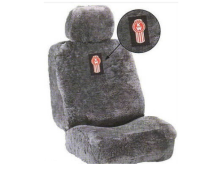 TRP BRAND Sheepskin seat cover with "BUG" logo - grey to suit Eldorao/Roadpro seat. Part No SKELDSG